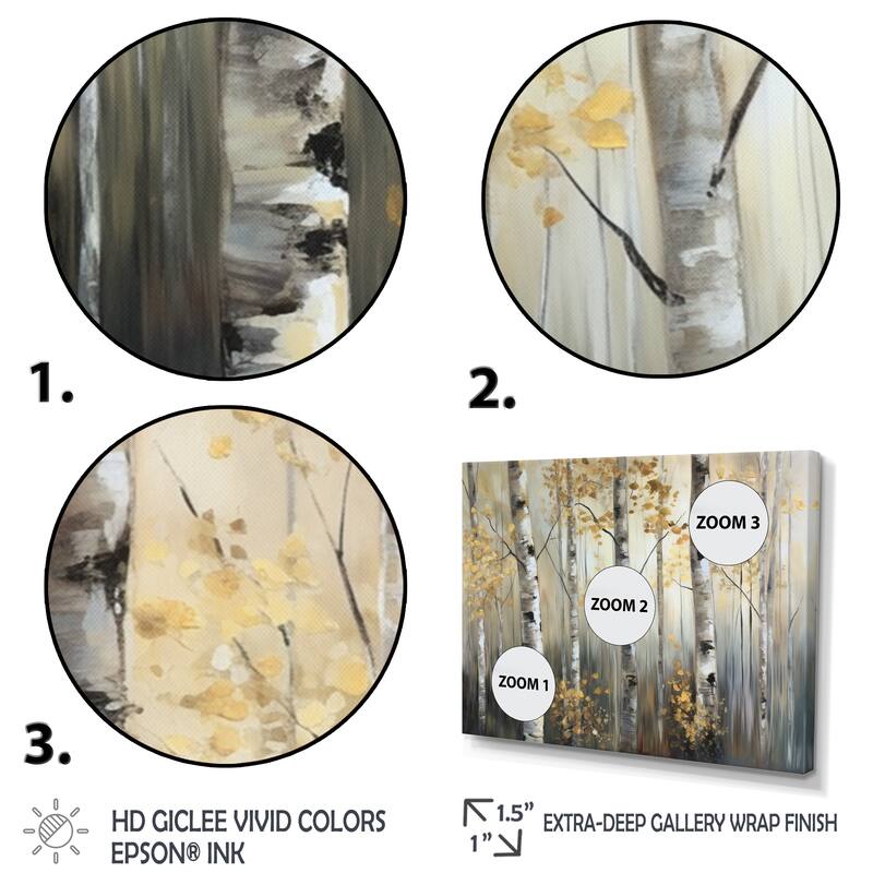 Designart "Birch Tree Forest Wonderland Ii" Tree Framed Wall Art For Living Room