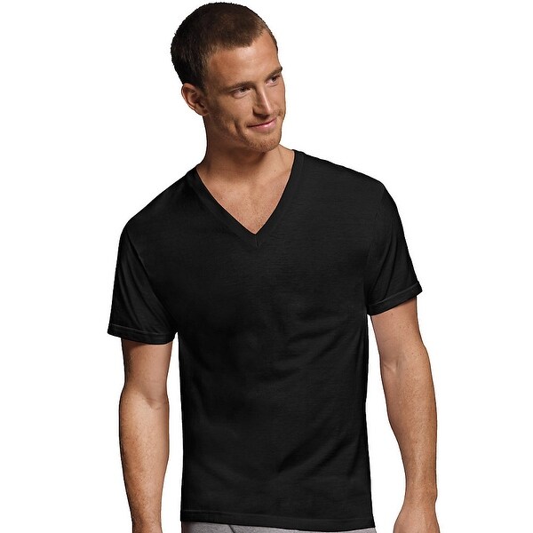 Hanes Men's Dyed ComfortSoft® TAGLESS® V-Neck Undershirt 4-Pack - Size ...