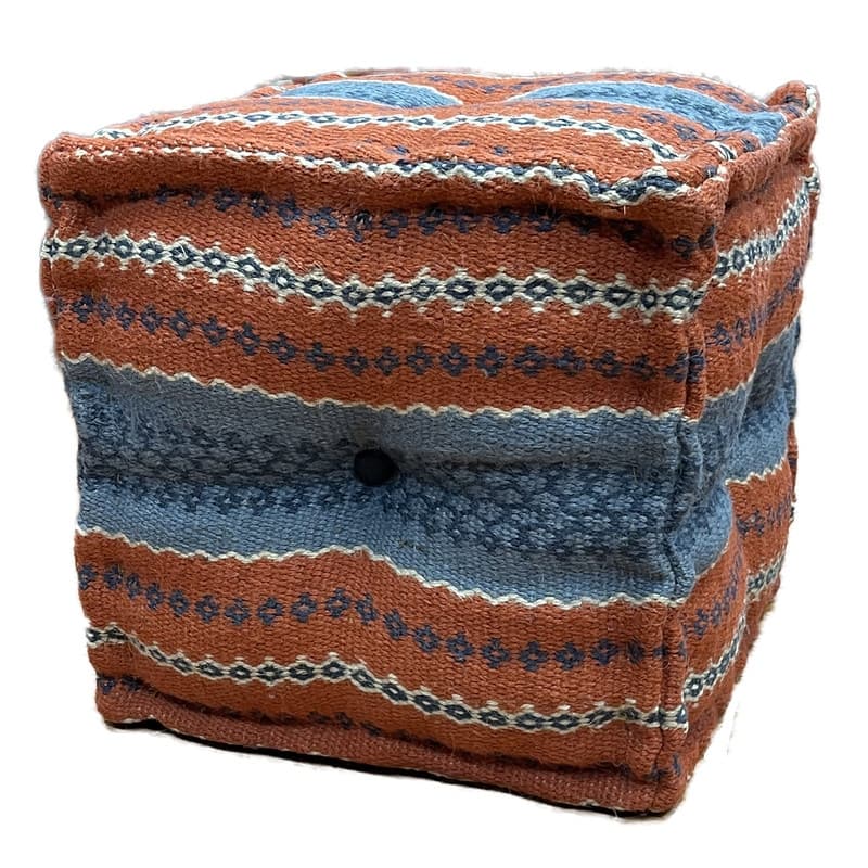 HERAT ORIENTAL Handmade Indo Wool and Jute Kilim Pouf