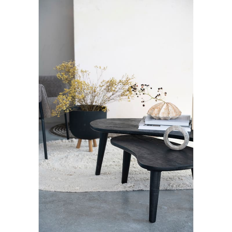 Oblong Wood Nesting Coffee Tables - 43.0"L x 21.0"W x 15.0"H