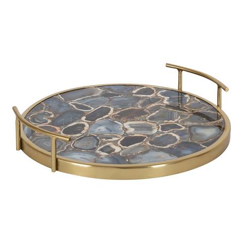 Kate and Laurel Marbury Round Metal Tray