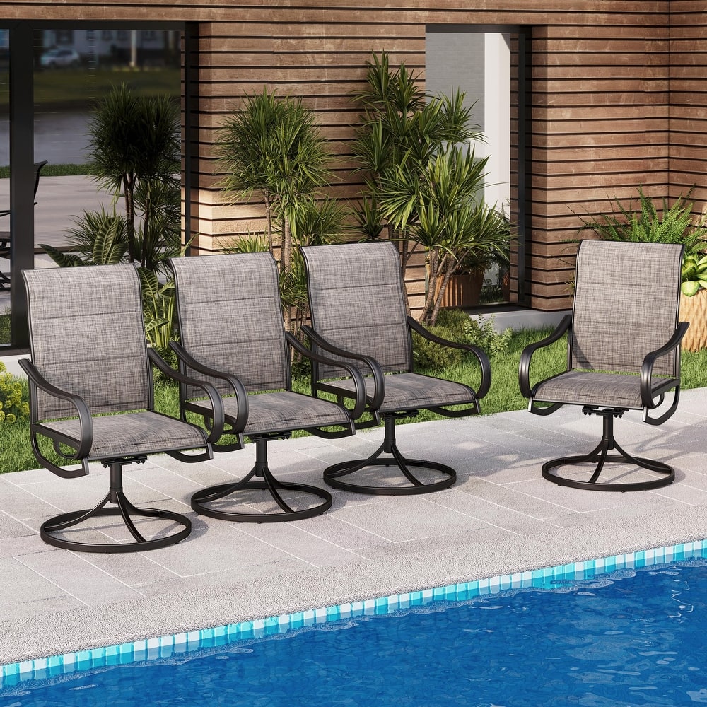 MAISON ARTS Patio Swivel Dining Chairs Set of 4, Metal Chairs with Textilene Padded Sling Fabric