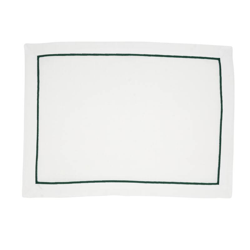 Embroidered Line Design Placemat (Set of 4) - 14"x20" - Jasper Green