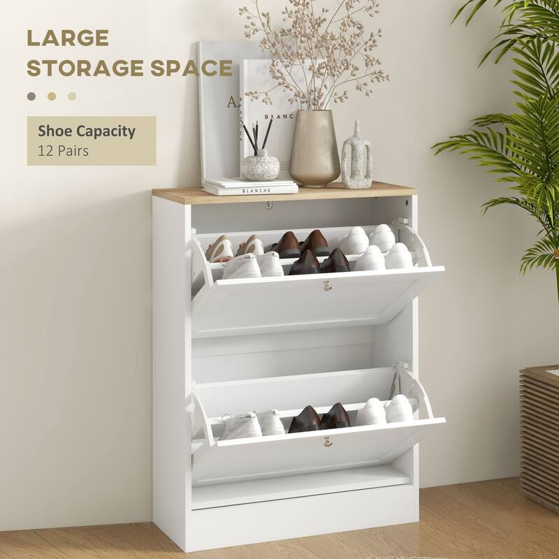 Modern Narrow Shoe Storage Cabinet with Adjustable Shelves, Holds 12 Pairs of Shoes, Ideal for Entryways, Hallways and Proch