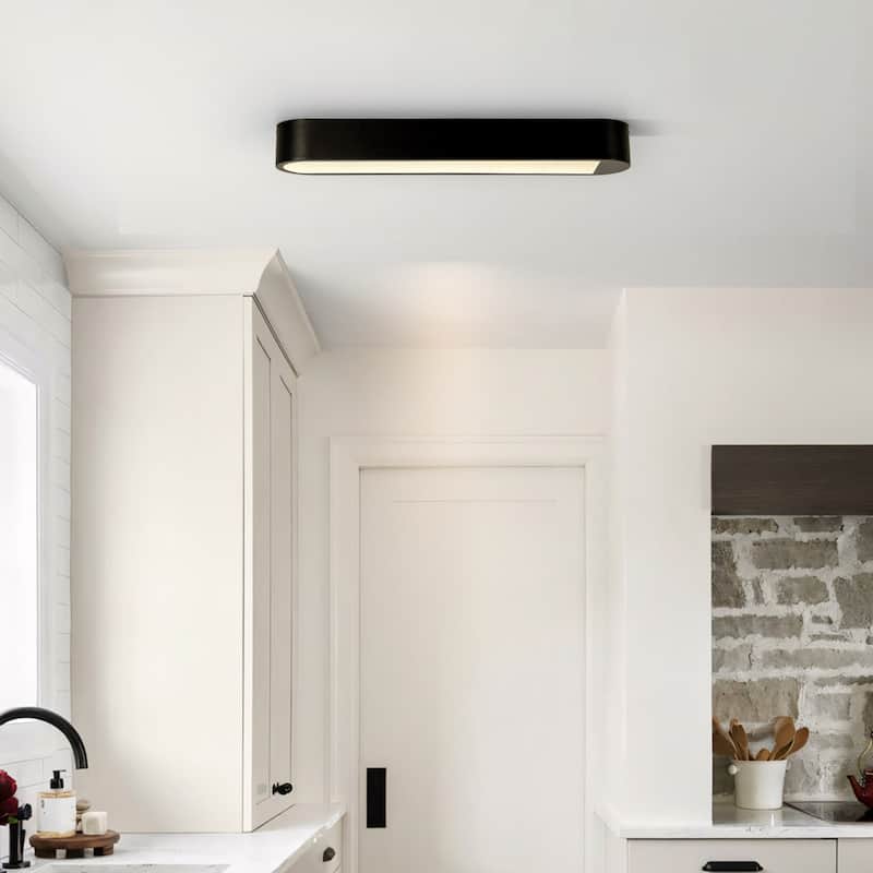 Rennnsan 25.6" 1-Light Modern Brass/Black Linear Bathroom Vanity Light with Ribbed Glass Shade
