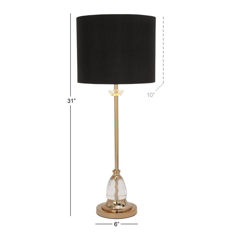 Crystal Room Table or Buffet Lamp with Black Shade and Gold Accents - Black or Gold - Roche River Decor