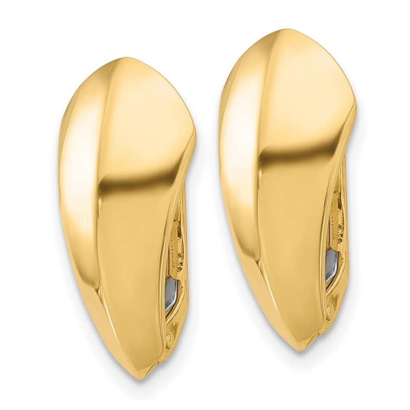Curata 14k Yellow Gold Polished 20.33x9.63mm Omega Back Earrings