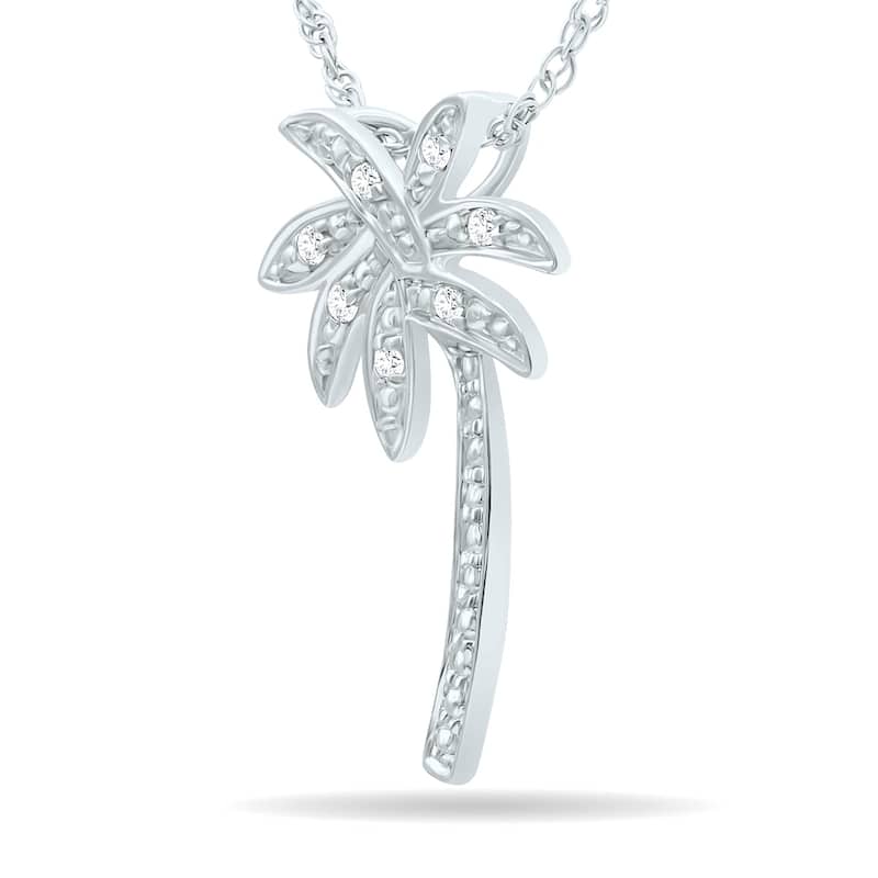 Diamond Palm Tree Pendant in .925 Sterling silver