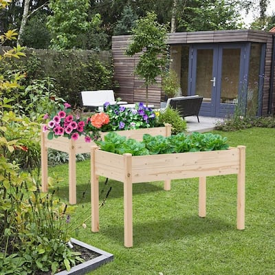 SUNCROWN Outdoor 4-foot Wooden Raised Garden Bed Elevated Planter Box
