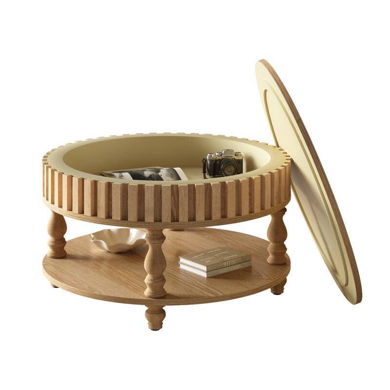 GDF Studio - Farmhouse Wooden Storage Coffee Table with Flip-Top