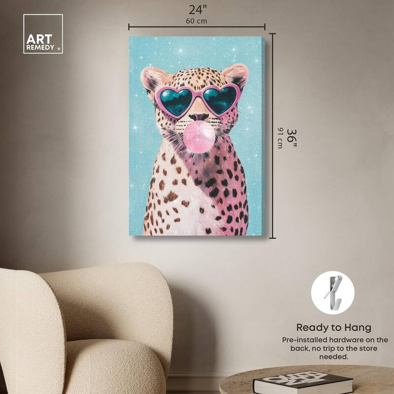 Pastel Cheetah Bubblegum Canvas by Art Remedy, Gallery Wrapped