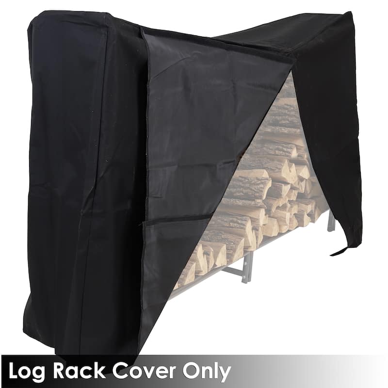 Log Rack Cover Black Outdoor Weather-Resistant PVC - 6'
