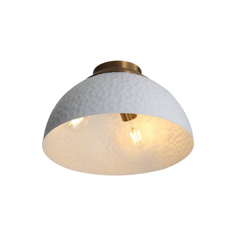 Golden Lighting Shepard 3-light Flush Mount in Modern Brass and Matte White shade