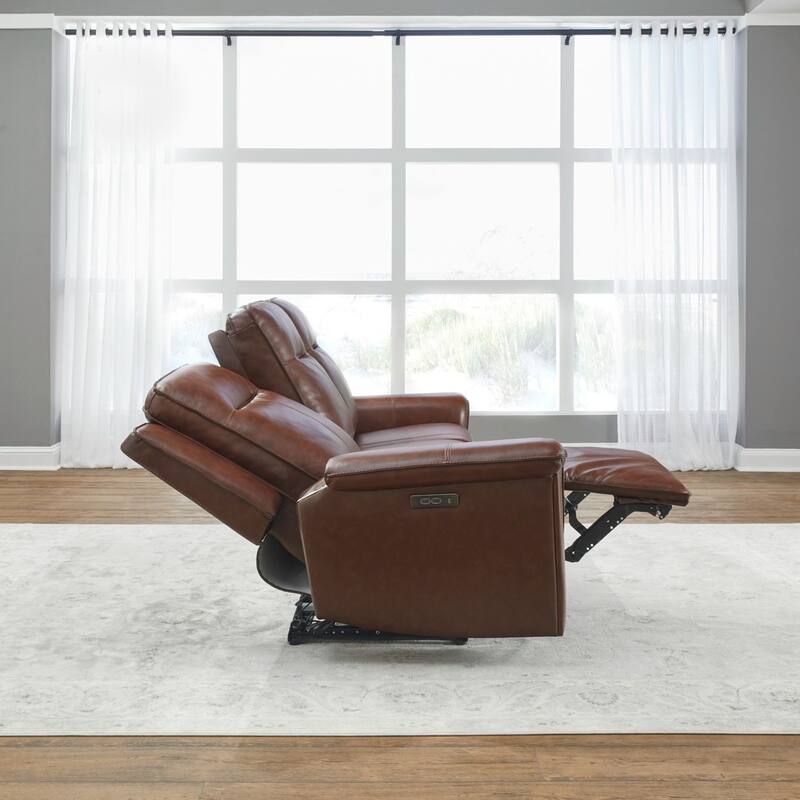 Liberty Furniture Avery Power Reclining Sofa Couch Cognac Leather - Width 88'' x Dept 39'' x Height 41''