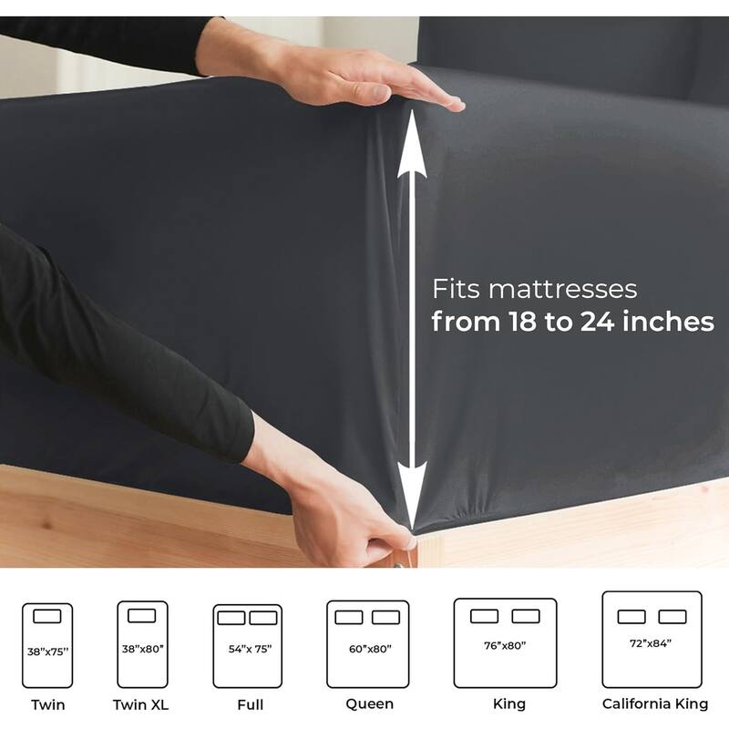 CGK Linens Microfiber Extra Deep Pocket 18" - 24" Inch Fitted Sheet