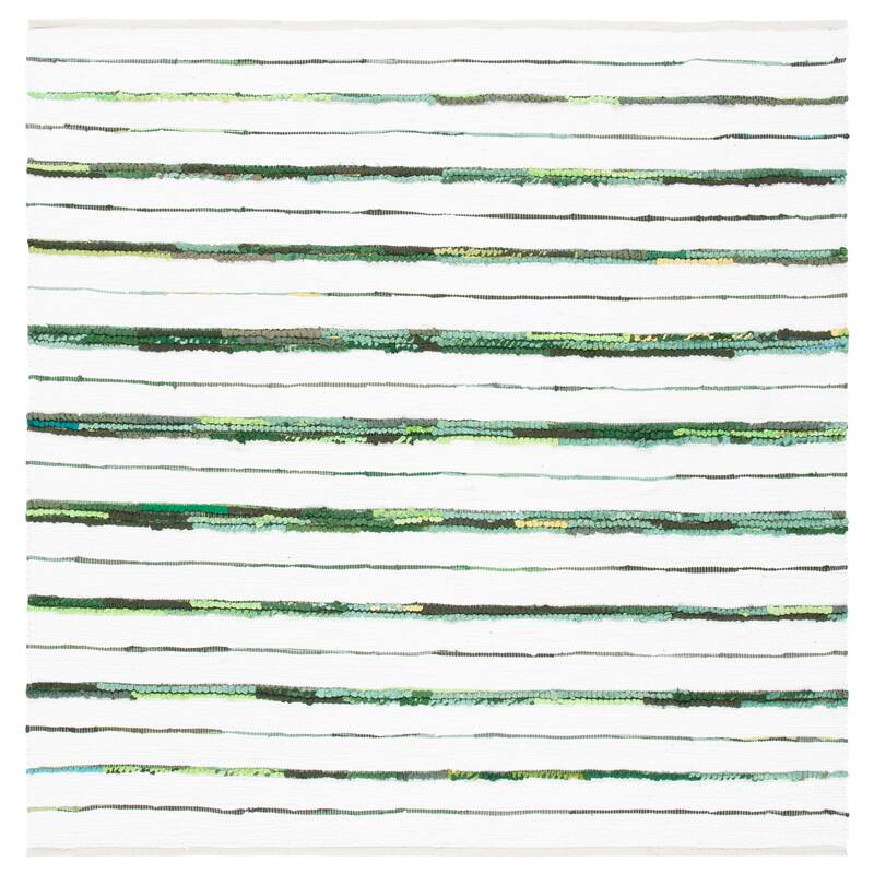 SAFAVIEH Handmade Montauk Satka Modern Stripe Rug - 4' x 6' - Green/Ivory