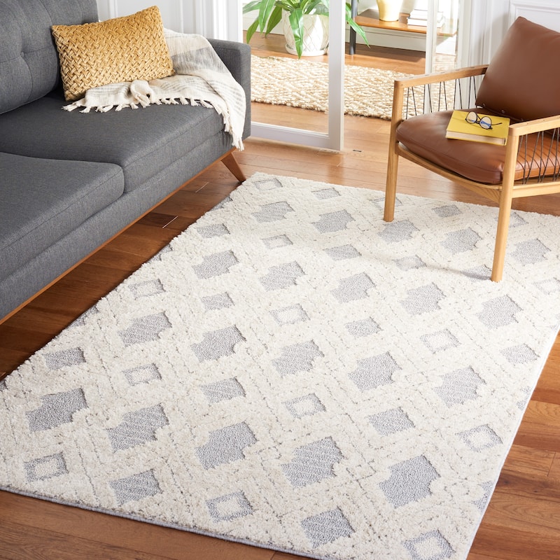 Martha Stewart by SAFAVIEH Lucia Shag Sefkije Rug - 4' x 6' - White/Light Grey