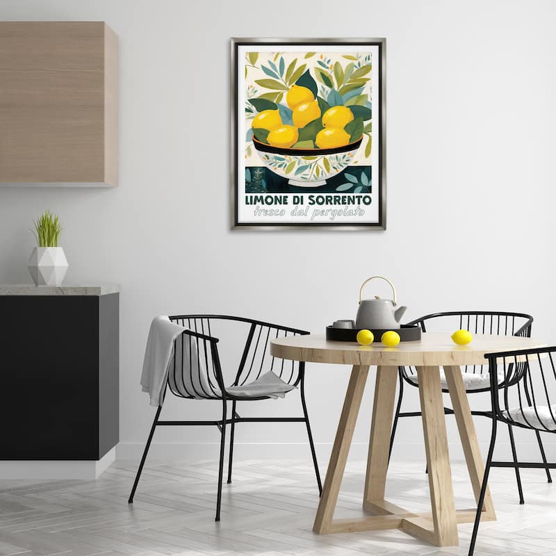 Stupell Charming Bowl of Lemons Framed Floater Canvas Wall Art Design By Lux + Me Designs