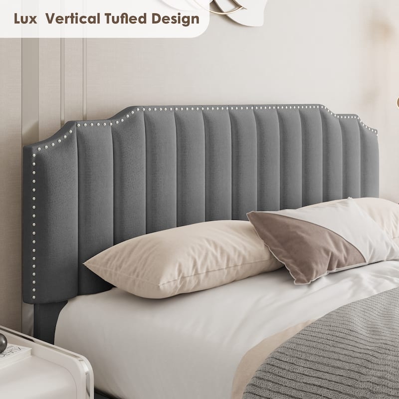 Velvet Upholstered Platform Bed with Storage Space