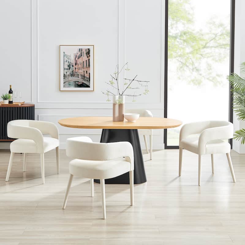 NPD Furniture Lauryn Velvet Dining Side Chair - Dainty Cream