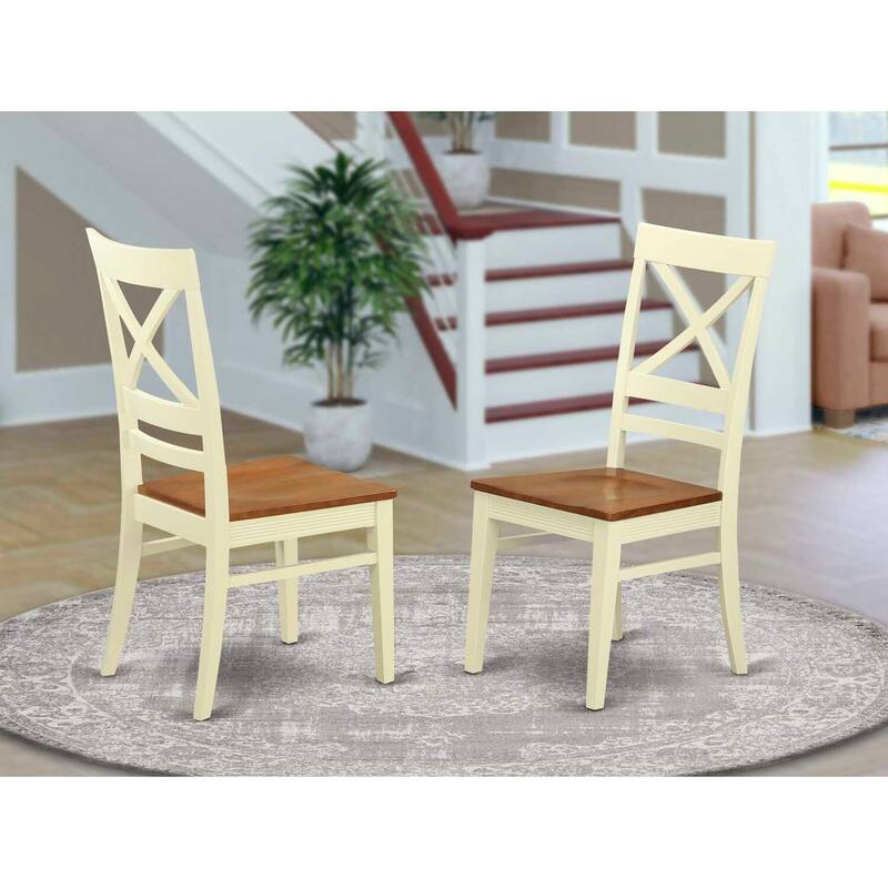 Dining Chair X Back Kitchen Chair Buttermilk Cherry Finish Modern Accent Seating