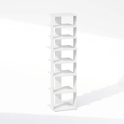 8 Tiers Wood Household Shelving Unit in White (12.64 in. W x 46.77 in. H x 12.13 in. D) - 12.64