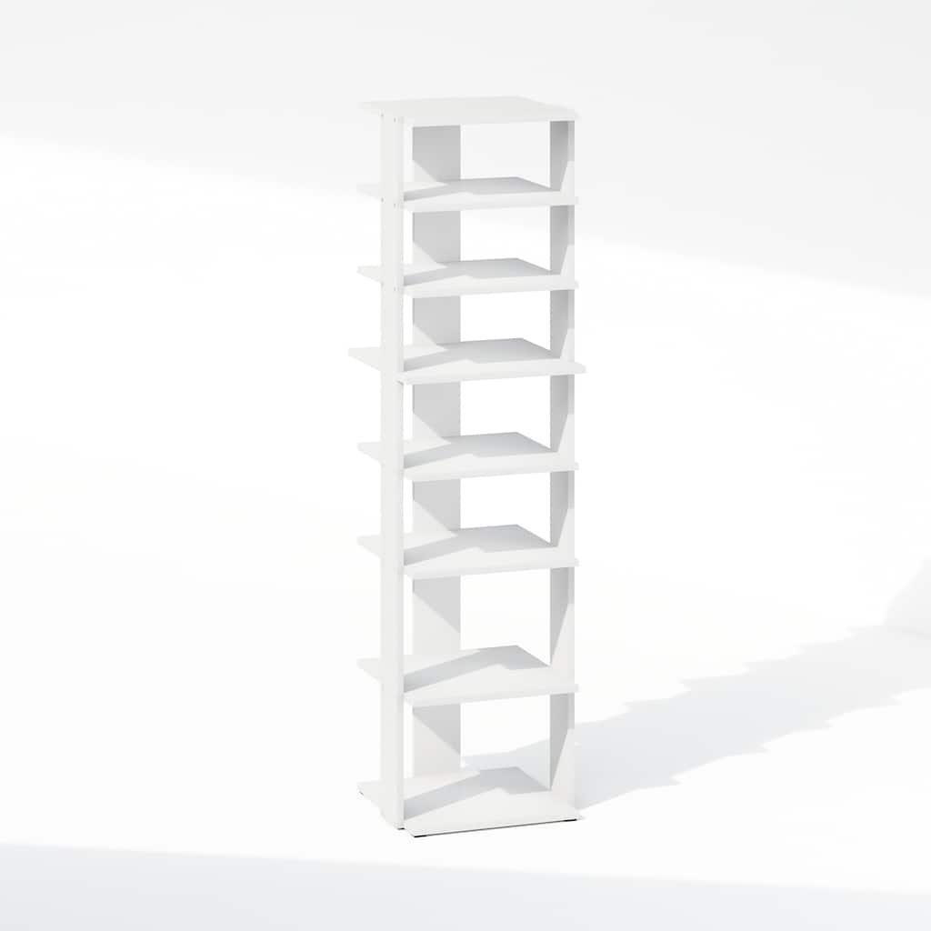 8 Tiers Wood Household Shelving Unit in White (12.64 in. W x 46.77 in. H x 12.13 in. D) - 12.64