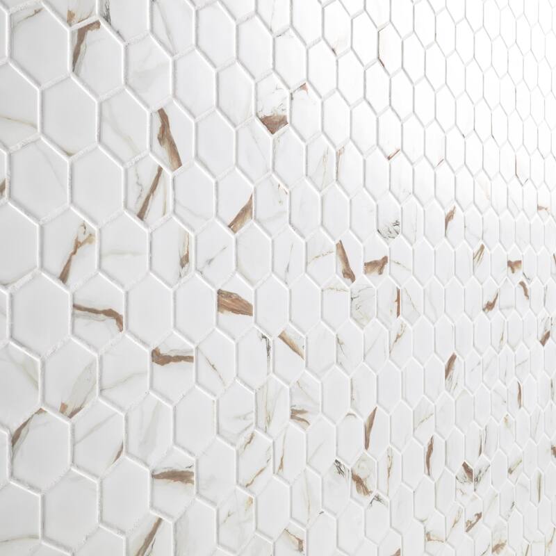 Ackland AKM-P-2X2HXM-CA 11" x 13" Porcelain Geometric Floor and Wall