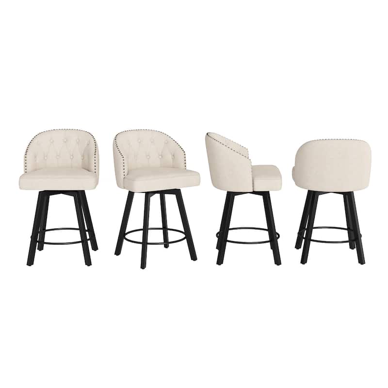 LUE BONA 26" Swivel Counter Height Swivel Bar Stools Set of 4 Upholstered Counter Stools - 26" H