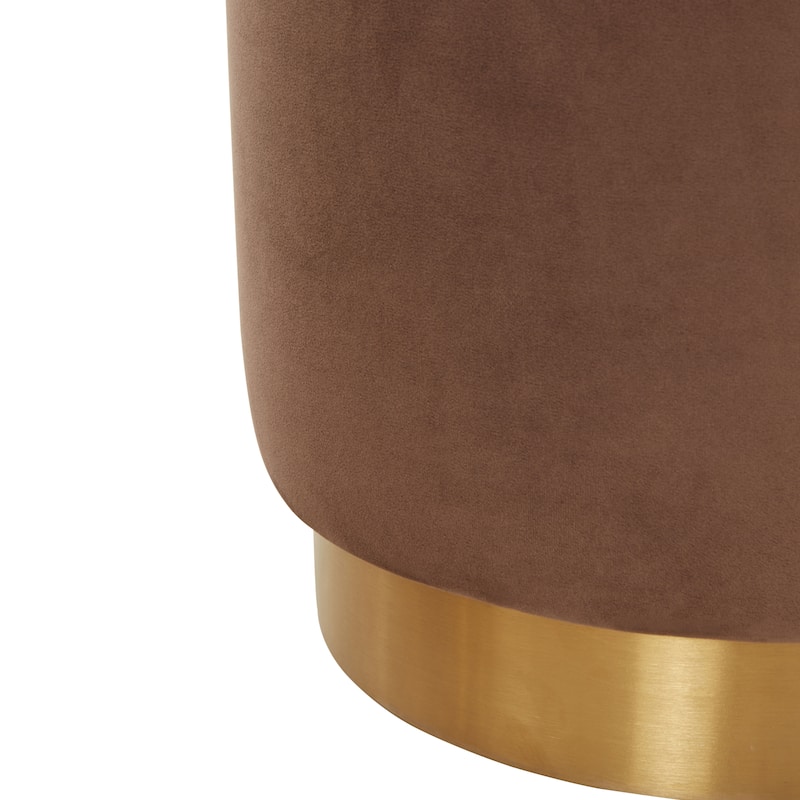 SAFAVIEH Couture Fanka Velvet Ottoman with Brass Base- Navy / Brass