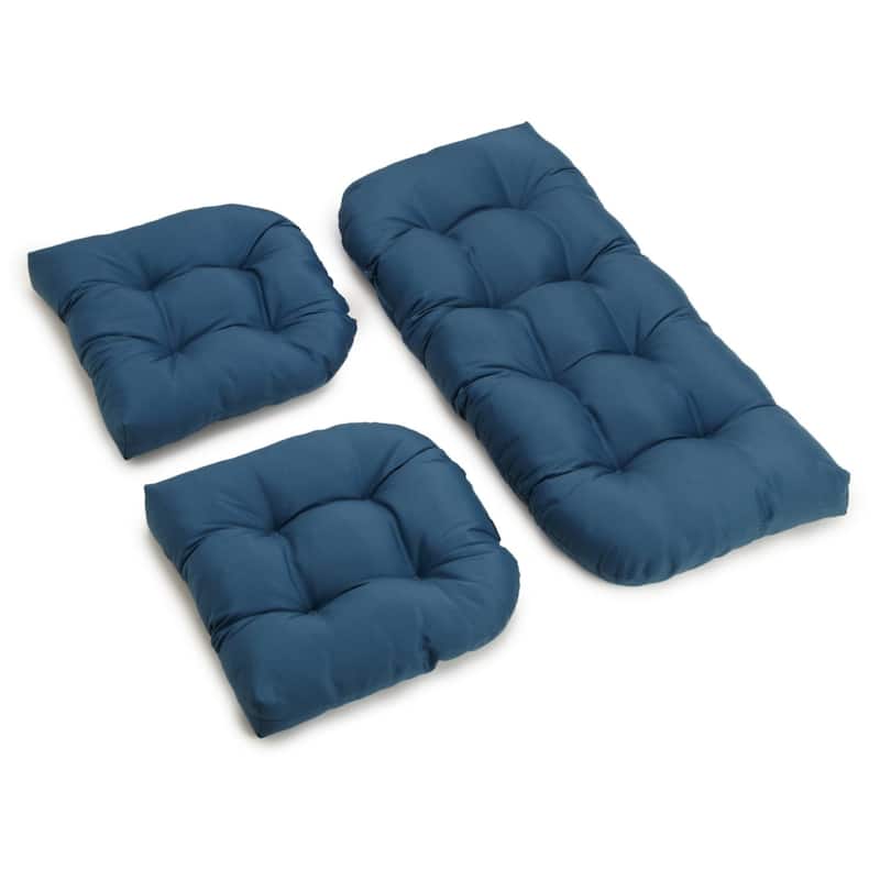 Twill 3-piece Indoor Settee Cushion Set - Indigo