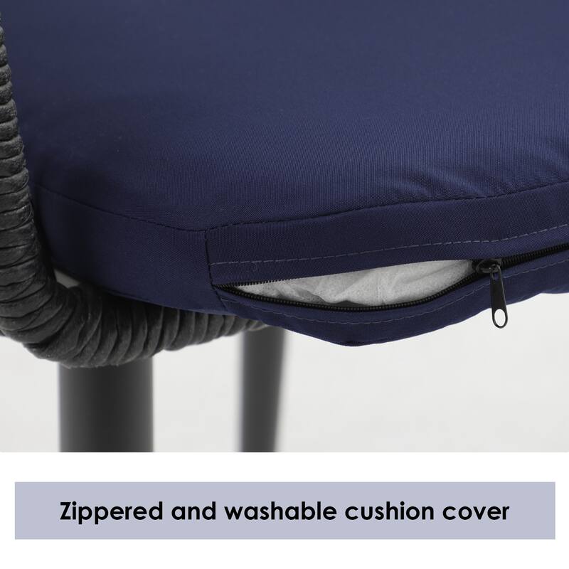 Patio Wicker Cushioned Dining Chairs (Set of 2)