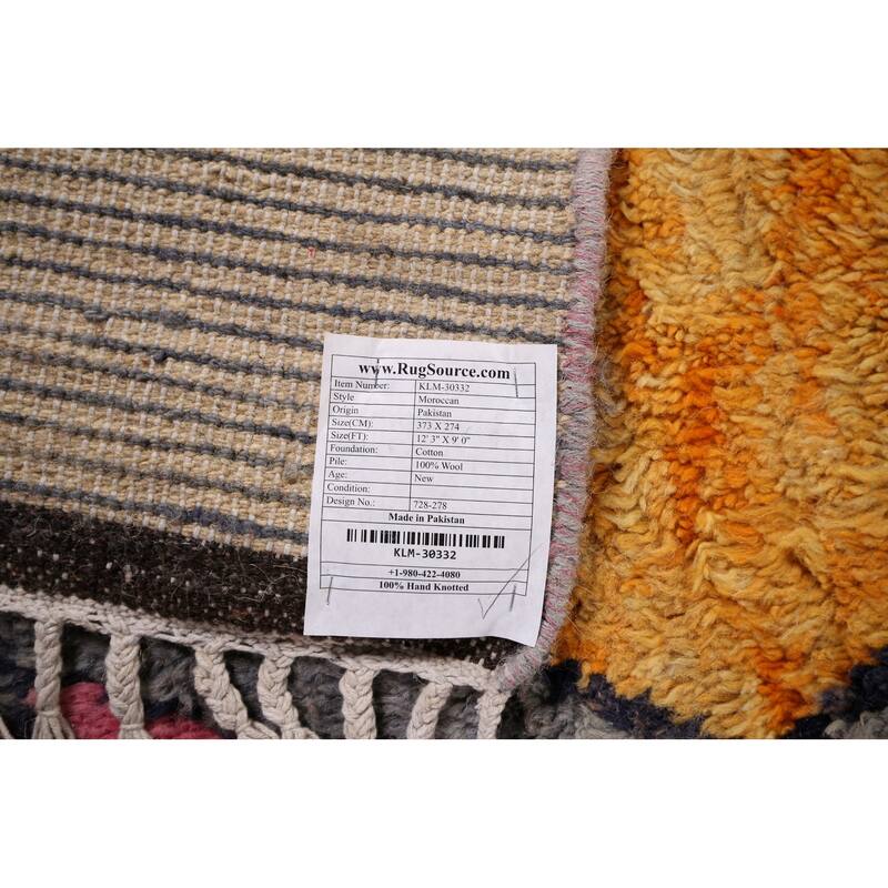 Gray Geometric Moroccan Oriental Area Rug Handmade Wool Carpet - 9'0" x 12'3"