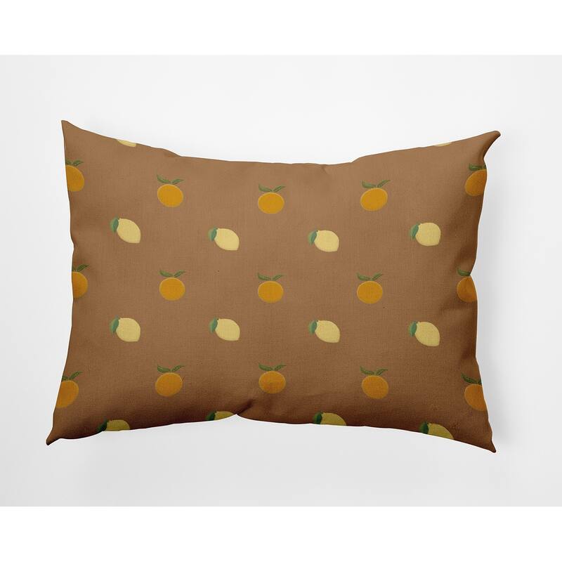 Oranges and Lemons Pattern Decorative Throw Pillow - 14" x 20" - Caramel