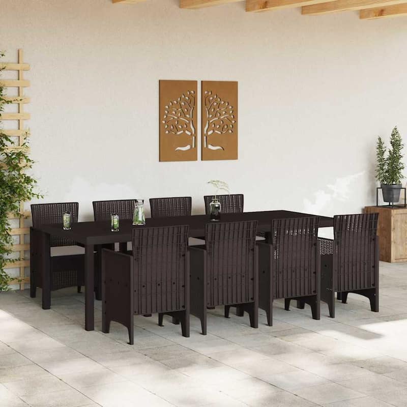 vidaXL Garden Dining Set 9/11 pcs Anthracite/Brown Polt rattan - 250 x 100 x 73 cm
