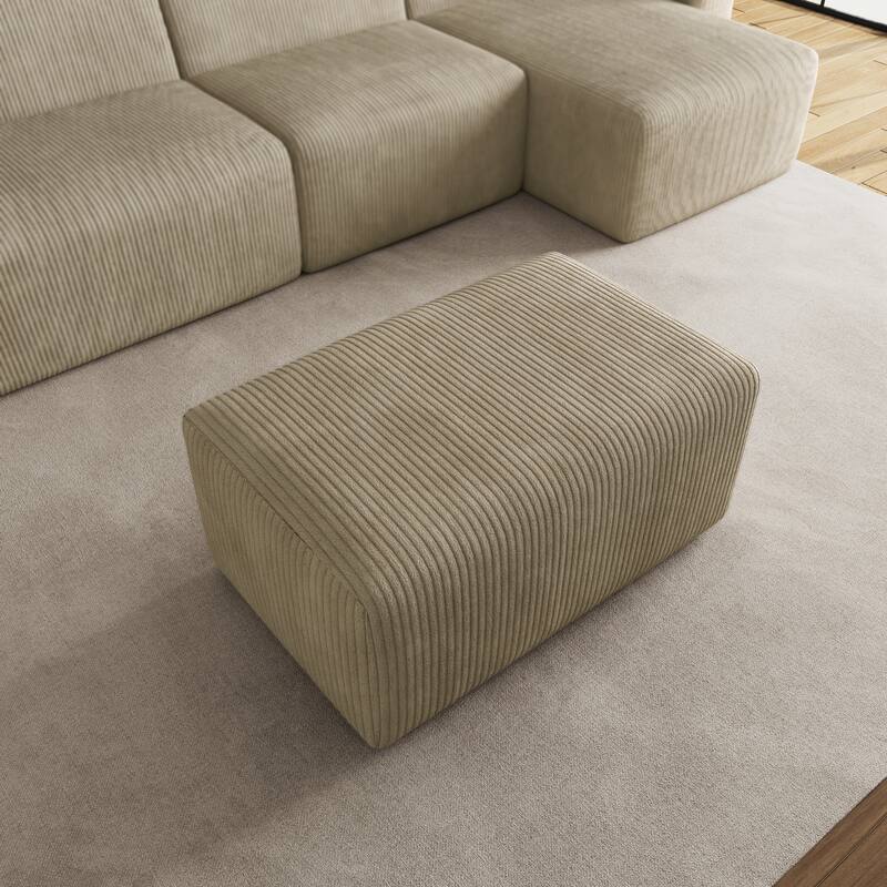 Modern 35" W Rectangular Corduroy Fully Sponge Molded Ottoman