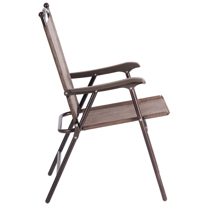 Costway Set of 2 Patio Folding Sling Back Chairs Camping Deck Garden - Set of 2