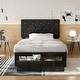 preview thumbnail 3 of 8, VECELO Bed Frame with Storage Drawers Leather Upholstered with Diamond Tufted Headboard Solid Wood Slat Support