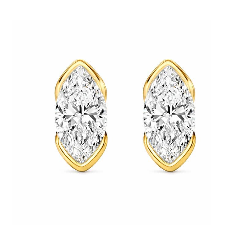 Auriya 14k Gold Lab Grown Marquise Diamond Stud Earrings 0.50 to 8.00 ct. tw. Push-Back (F-G VS) - White