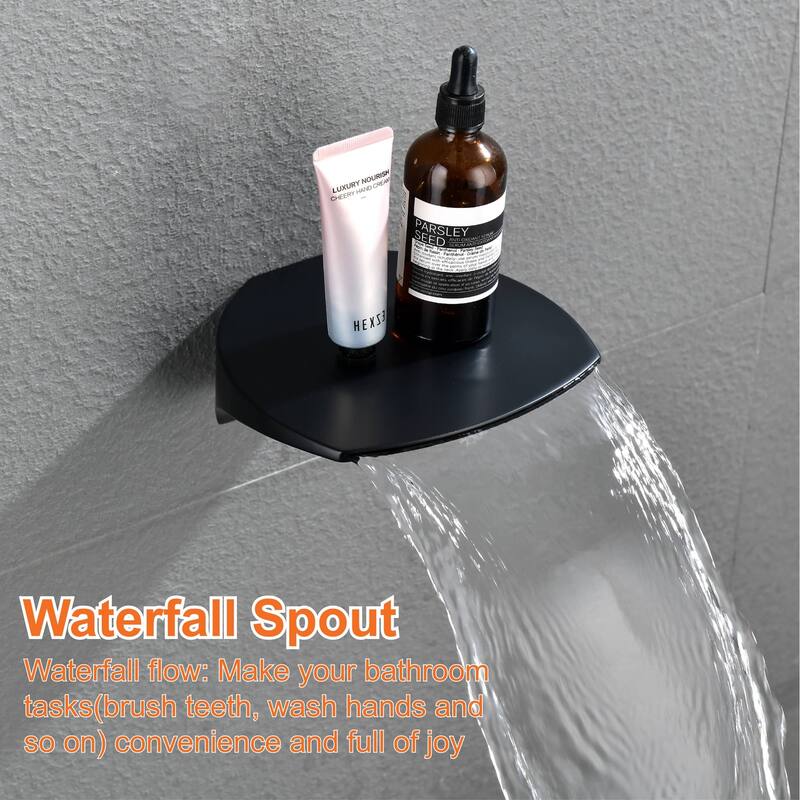 Wall Mount Tub Shower Faucet With Hand Shower Rainfall Shower System Set With Tub Spout Pressure Balance 10 Inch Shower Head Set