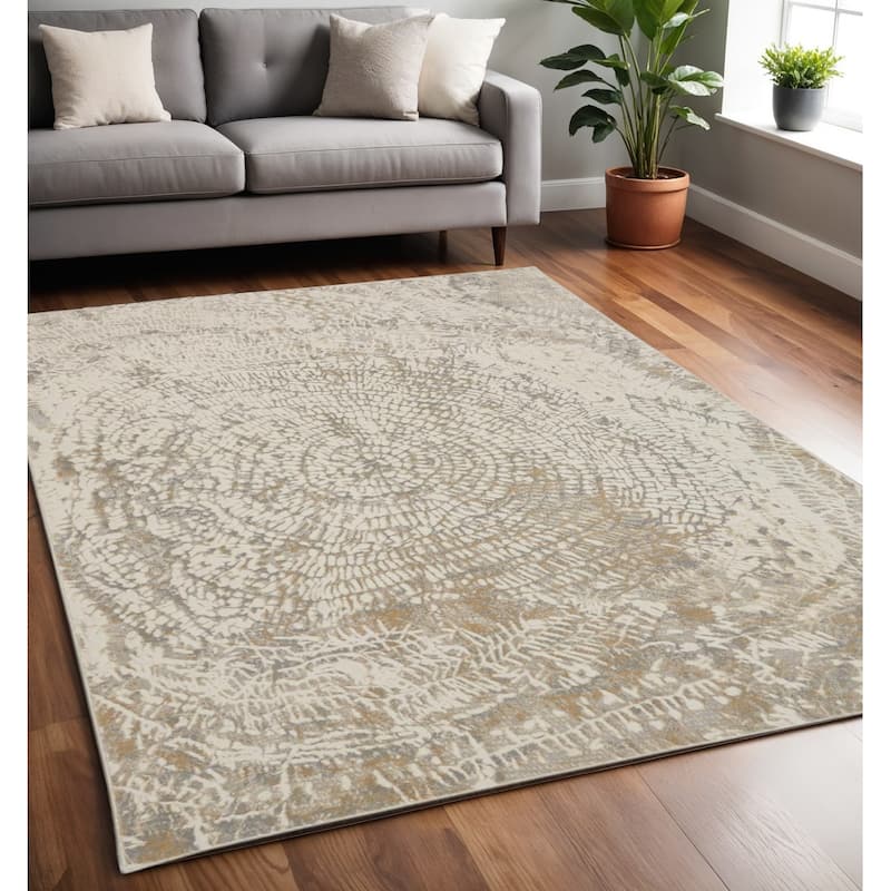 Vixec Abstract Modern Non Skid Woven Durable Area Rug By HomeRoots - 5' x 8'