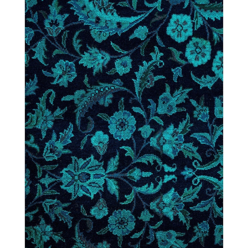 Overton Hand Knotted Wool Vintage Inspired Modern Contemporary Overdyed Navy Area Rug - 8' 1" x 10' 2"
