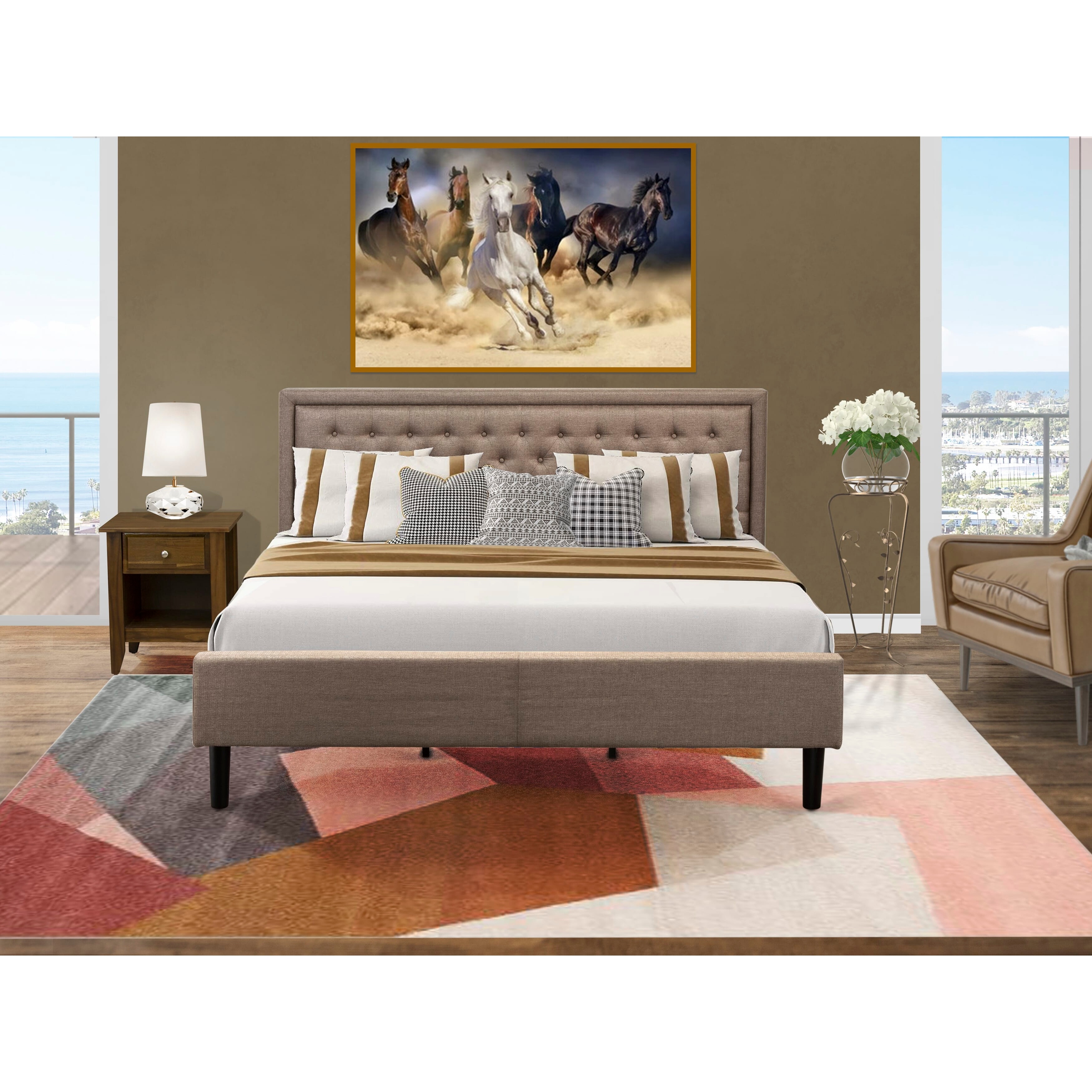 Khaki online bed frame