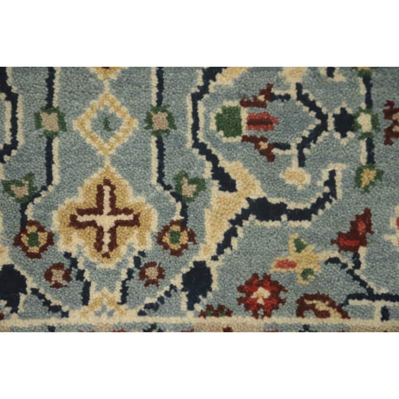 Hand-knotted Transitional Wool Carpet Blue Oushak Rug Oriental Carpet Floral Area Rug Oriental Carpet - 5' 0'' X 2' 11''