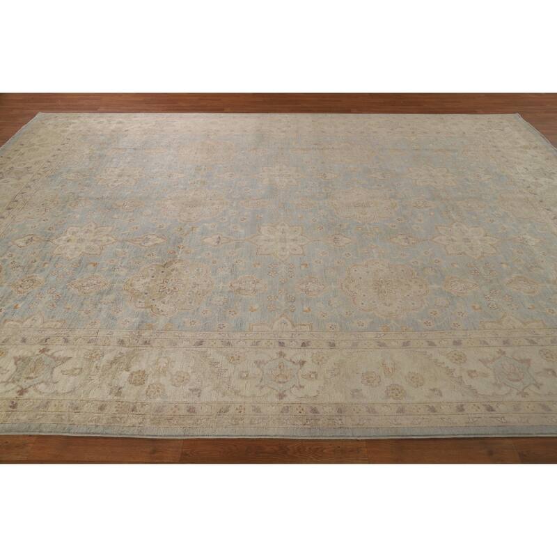 Vegetable Dye Oushak Turkish Area Rug Hand-Knotted Wool Carpet - 8'11" x 11'11"