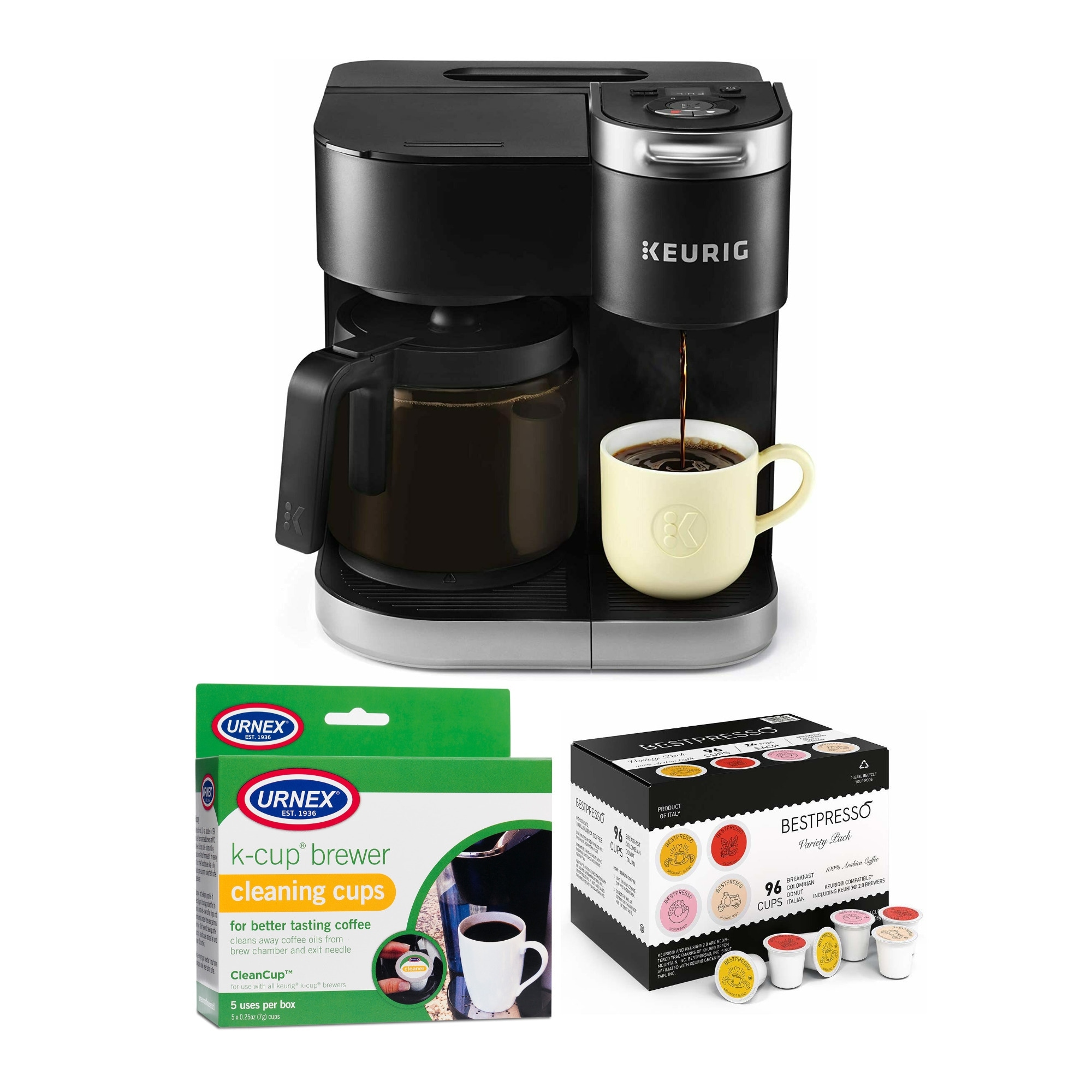Keurig KDuo Single Serve & Carafe Coffee Maker with KCup Set Bundle