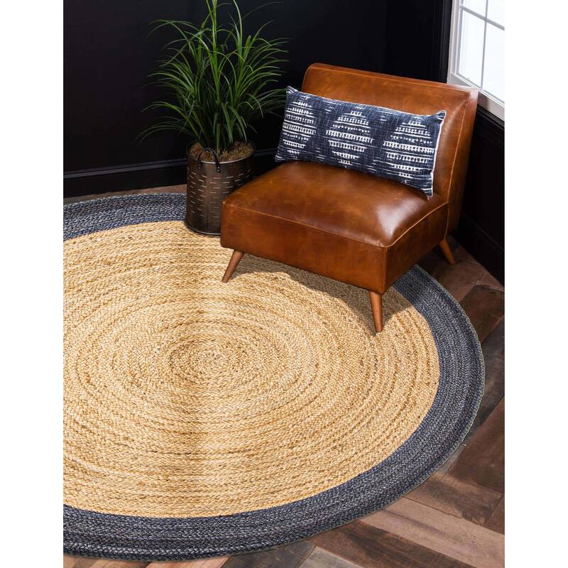 ECARPETGALLERY Braided Weave Palas Denizli Tan Jute Rug - 4'10 x 4'10
