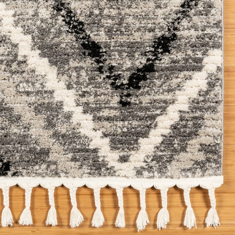Gertmenian Rafe Casual Bohemian Tribal Plush Short Shag Microfiber Indoor Area Rug Collection with Fringe