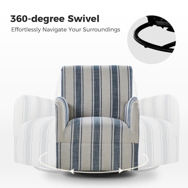 Pancy Traditional Swivel Armchair with Jacobean Strip Pattern by HOLALA HOME