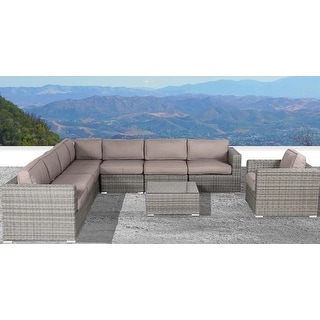 9-piece Cushioned Wicker Sectional Set by Living Source International